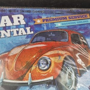 Chapa Decorativa "Car Rental" con Diseño de Fusca Vintage - imagen 3