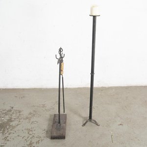 Velero de Pie y Soporte para Atizador y Pinza de Hierro - imagen 2