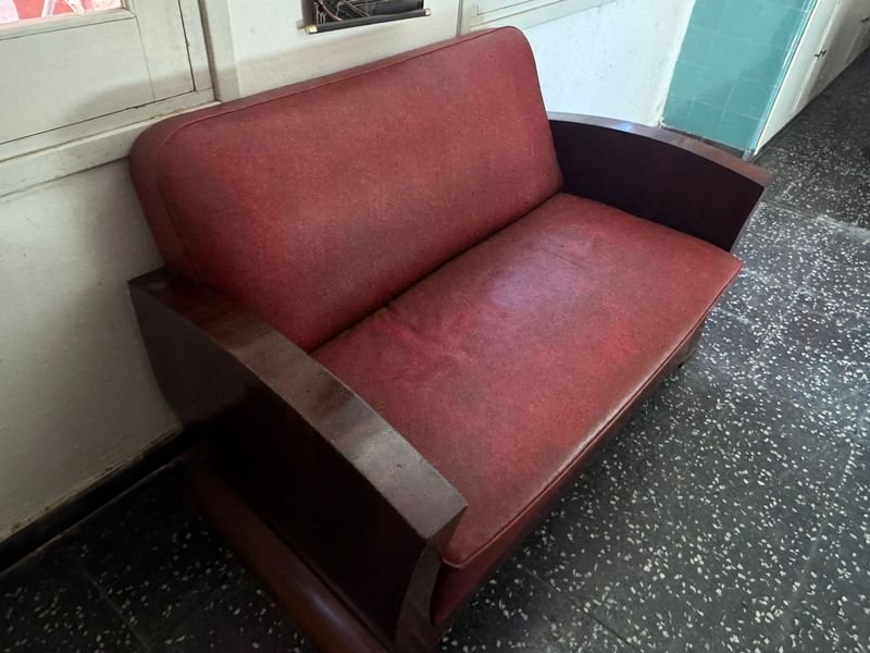 Sillón art decó tapizado en cuerina - imagen 4