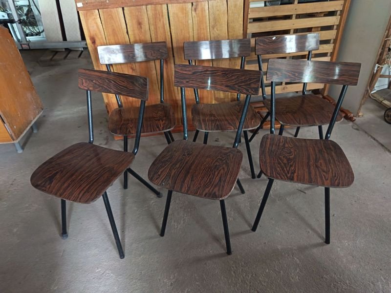 Juego de 6 Sillas de Madera Estilo Retro