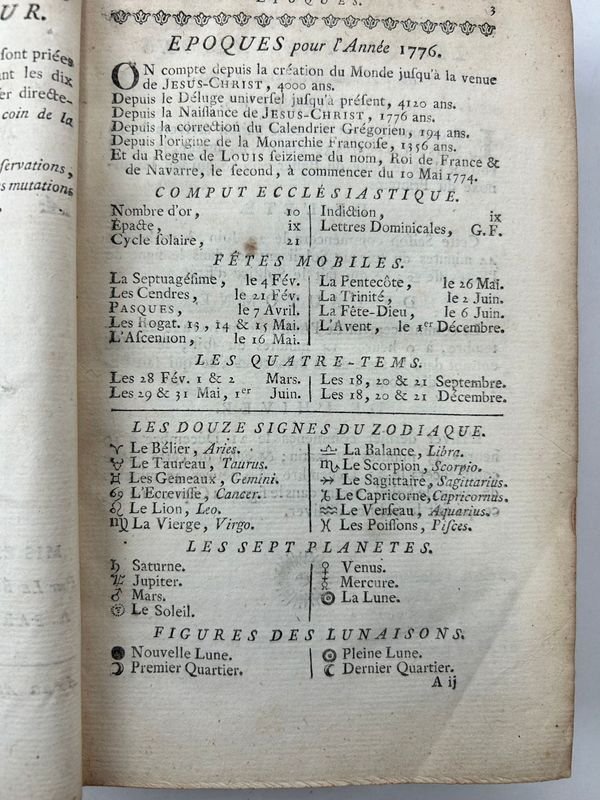 Almanaque Real del Año Bisiesto 1776, París, Le Breton - imagen 3