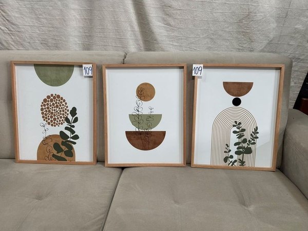 Set de 3 Cuadros Decorativos Abstractos Geométricos 40x50 cm