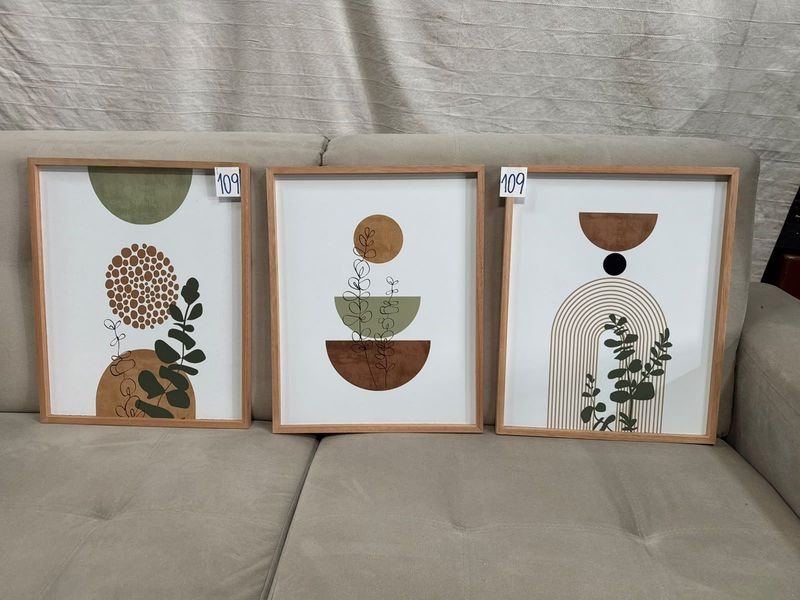 Set de 3 Cuadros Decorativos Abstractos Geométricos 40x50 cm