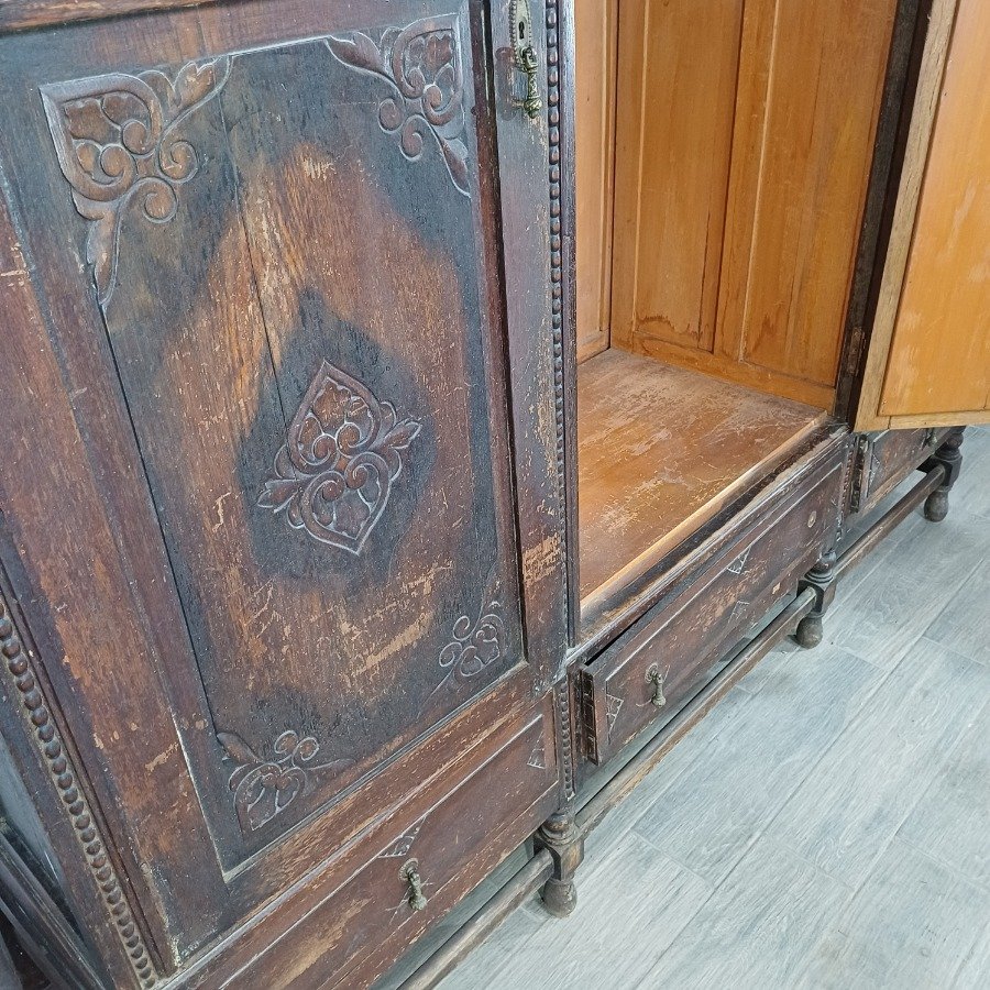 Ropero de estilo en roble con espejo biselado - imagen 7