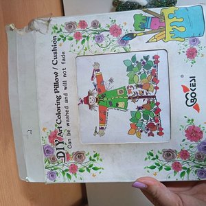 Tela para Pintar DIY "Art Coloring Pillow" y 2 Bolsas con Bolillas Decorativas - imagen 2