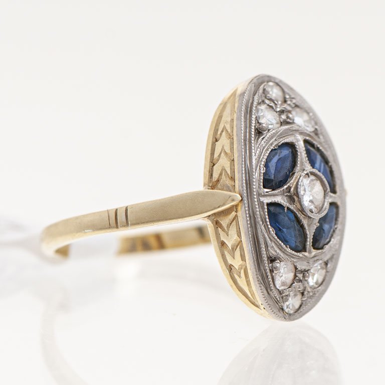 Anillo de Oro con Brillantes y Zafiros - imagen 2