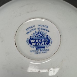 Azucarero con tapa y dos platos pequeños de té, cerámica inglesa Enoch Wood - imagen 6