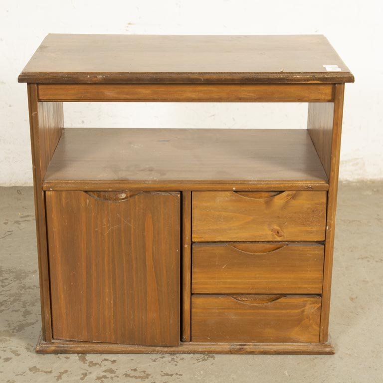 Mueble de Pino con Puerta, Cajones y Estante - 67x40x65 cm