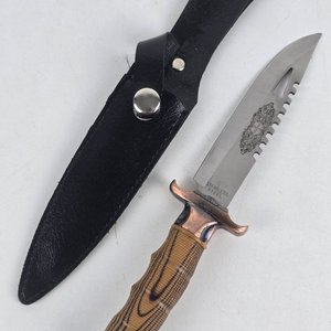 Cuchillo de Caza con Brújula en el Mango y Funda de Cuero - imagen 2