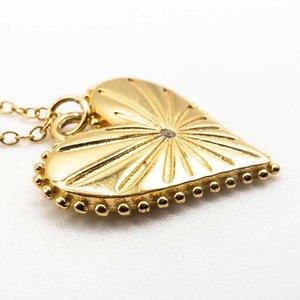 Cadena y Dije Corazón con Piedra, Plata con Baño de Oro - imagen 2
