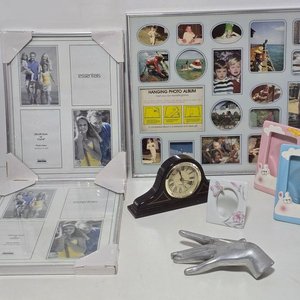 Lote de Portarretratos Decorativos y Reloj Clásico de Mesa - imagen 1