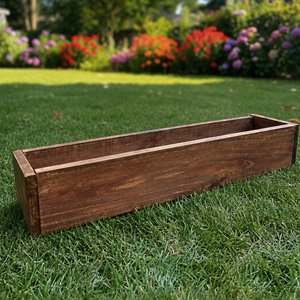 Macetero Rectangular de Madera de Pino Barnizado - 1 Metro de Largo - imagen 2