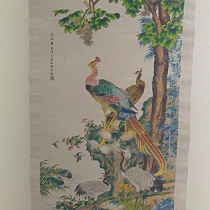 Pergamino Decorativo Oriental con Aves y Flores - Largo 136 cm - imagen 2