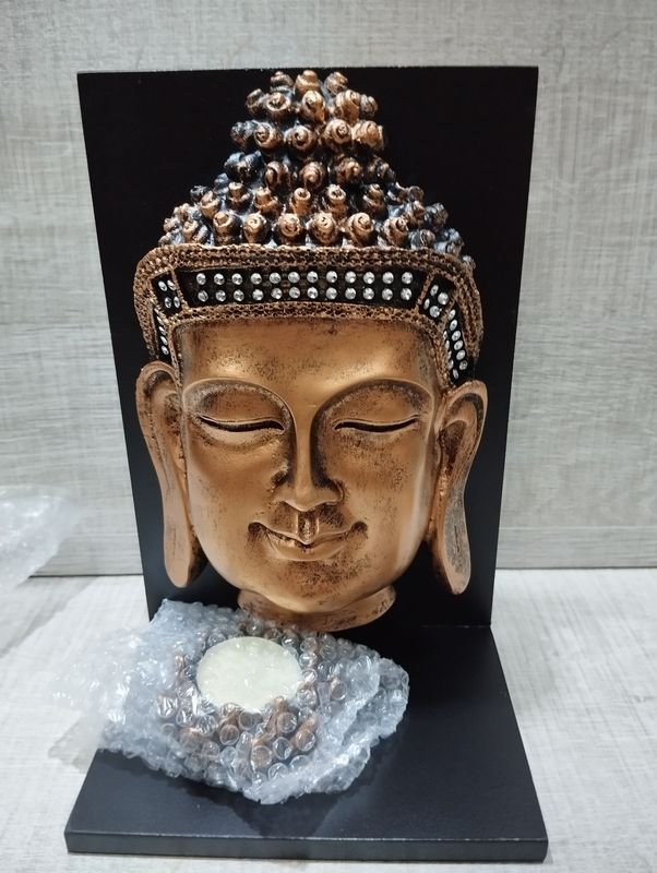 Escultura de cabeza de Buda con vela - imagen 2