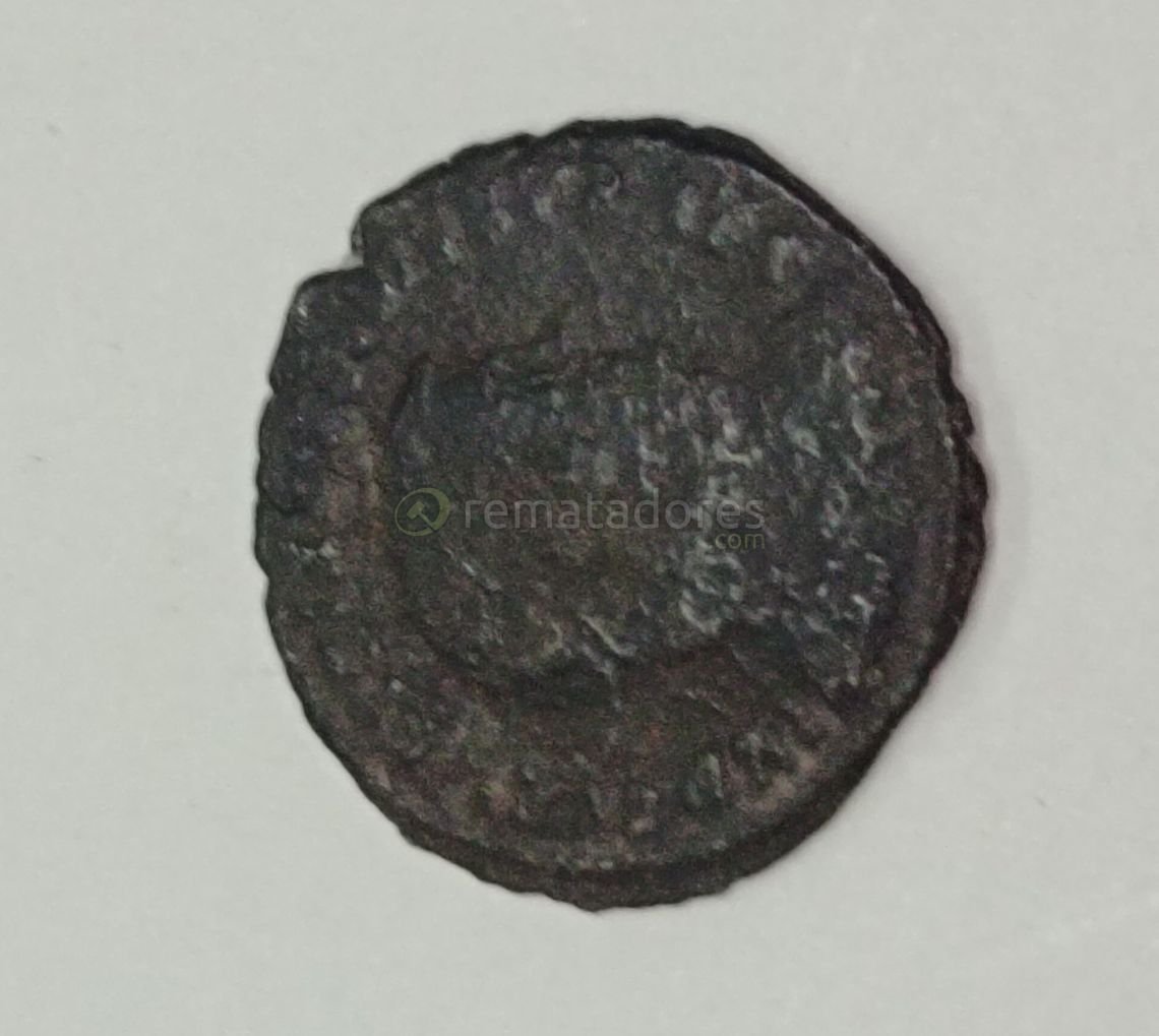 Moneda Antigua de Bronce con Rostro y Figuras