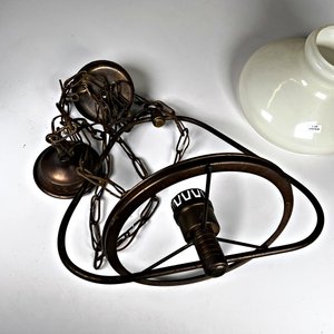 Colgante de Bronce con Pantalla de Vidrio Opalino - imagen 5
