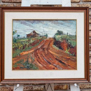 Óleo "Tierra Colorada" de Sergio Curto (50x40 cm) - imagen 3