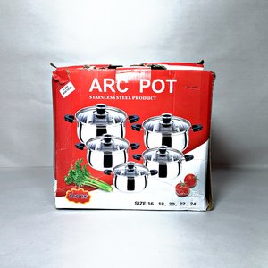 Juego de 5 Cacerolas de Acero Inoxidable con Tapas de Vidrio - Nuevas en Caja - imagen 4
