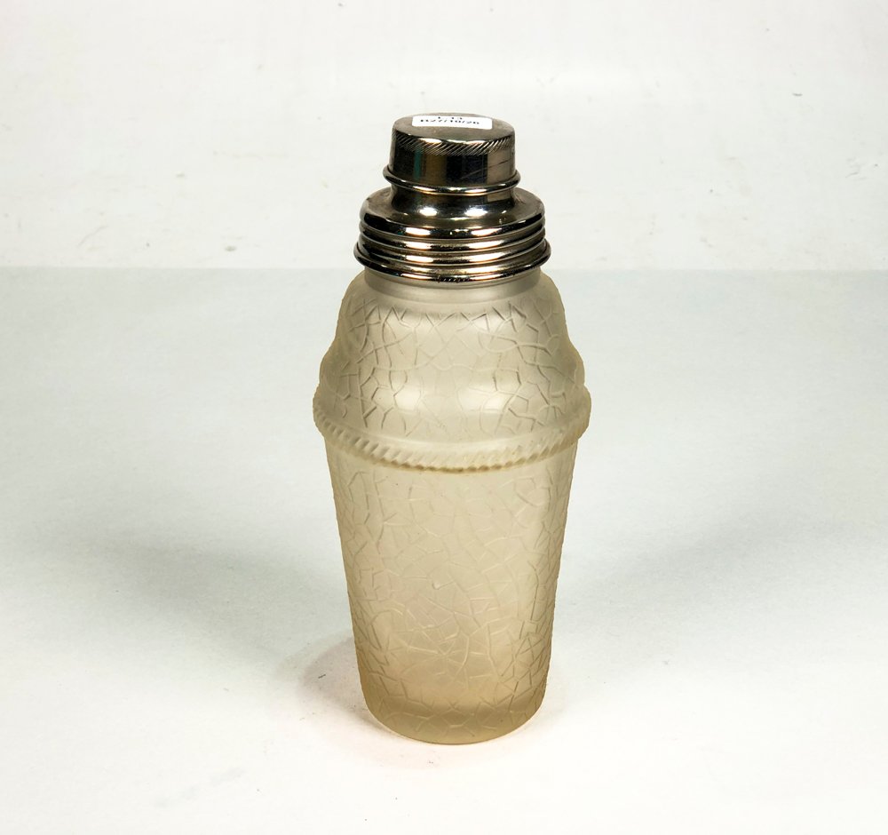 Coctelera Vintage Hialina Craquelada con Punta Metálica - 23 cm