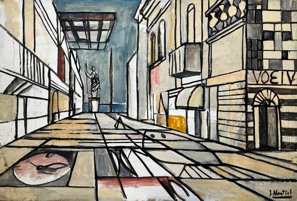 Oleo "Perspectiva" de Jonio Montiel, 50 x 73 cm - imagen 1