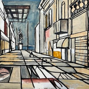 Oleo "Perspectiva" de Jonio Montiel, 50 x 73 cm - imagen 1