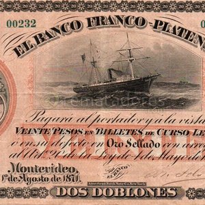 Billetes El Banco Franco Platense de 10 y 20 Doblon - imagen 3