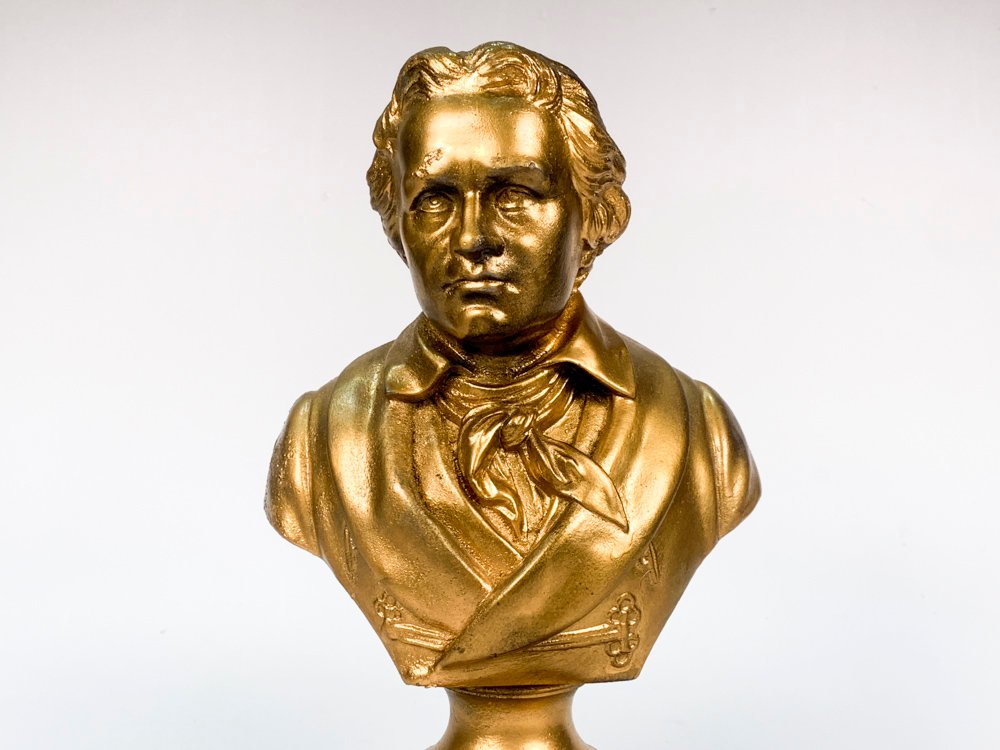 Busto de Beethoven en metal dorado - imagen 2