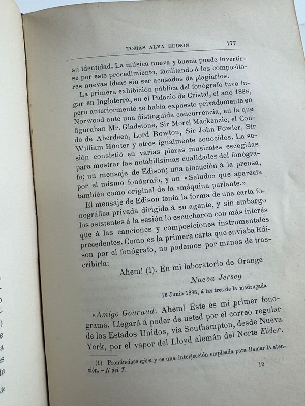 Libro raro de Tomas Alva Edison - BIBLOTECA UNIVERSAL - MONTANER Y SIMON EDITORES BARCELONA - 1911 - imagen 6