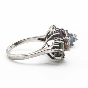 Par de Anillos de Plata con Piedras Multicolor - imagen 2