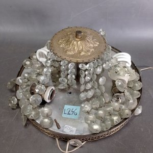Plafón de Bronce con Caireles de Vidrio - Diámetro 33cm - imagen 3