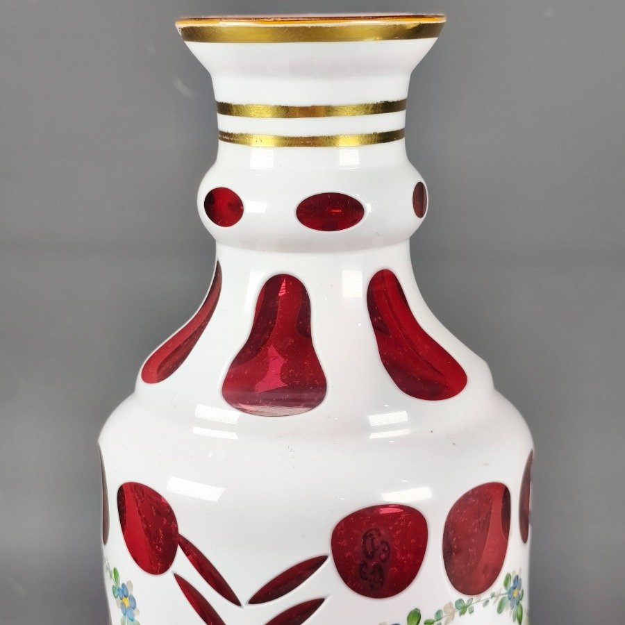 Botellón de cristal de Bohemia esmaltado con diseños tallados y florales pintados a mano - imagen 9