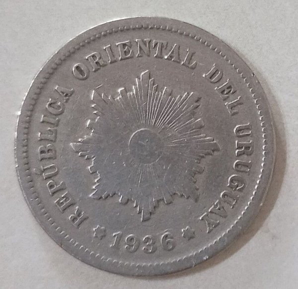 Moneda Uruguaya de 5 Centésimos de 1936 - Coin de plata - imagen 1