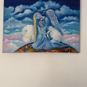 Lote anterior: Reproducción de Ángel con Luna sobre Tela
