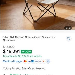 Par de Sillones Marrones Estilo BKF Africanos en Cuero - imagen 11
