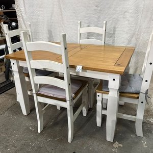 Juego de Comedor: Mesa Rectangular y 4 Sillas Estilo Rústico - imagen 3