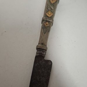 Cuchillo antiguo Solingen con cabo de plata y oro - imagen 2