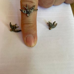Juego de Anillo y Caravanas de Plata con Diseño de Golondrinas - imagen 3