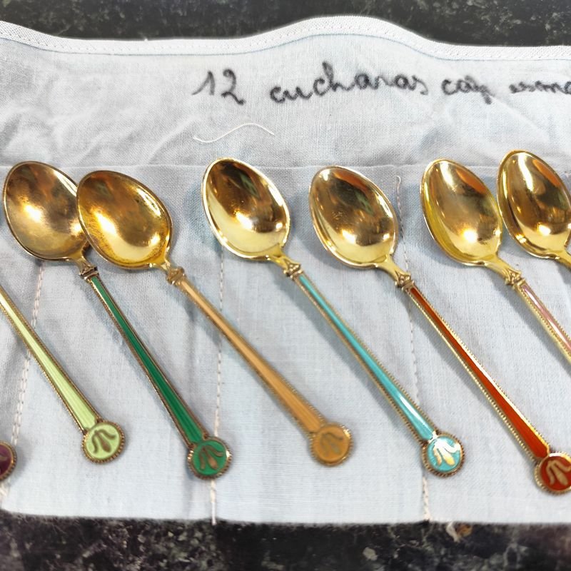 12 majestuosas cucharitas de café selladas DAVID ANDERSEN NORWAY STERLING - imagen 3