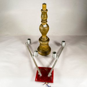 Fuste de Lámpara de Madera y Aplique de Luces Vintage - imagen 1