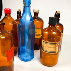 Lote de 5 Botellones de Vidrio Ámbar y Azul - imagen 3