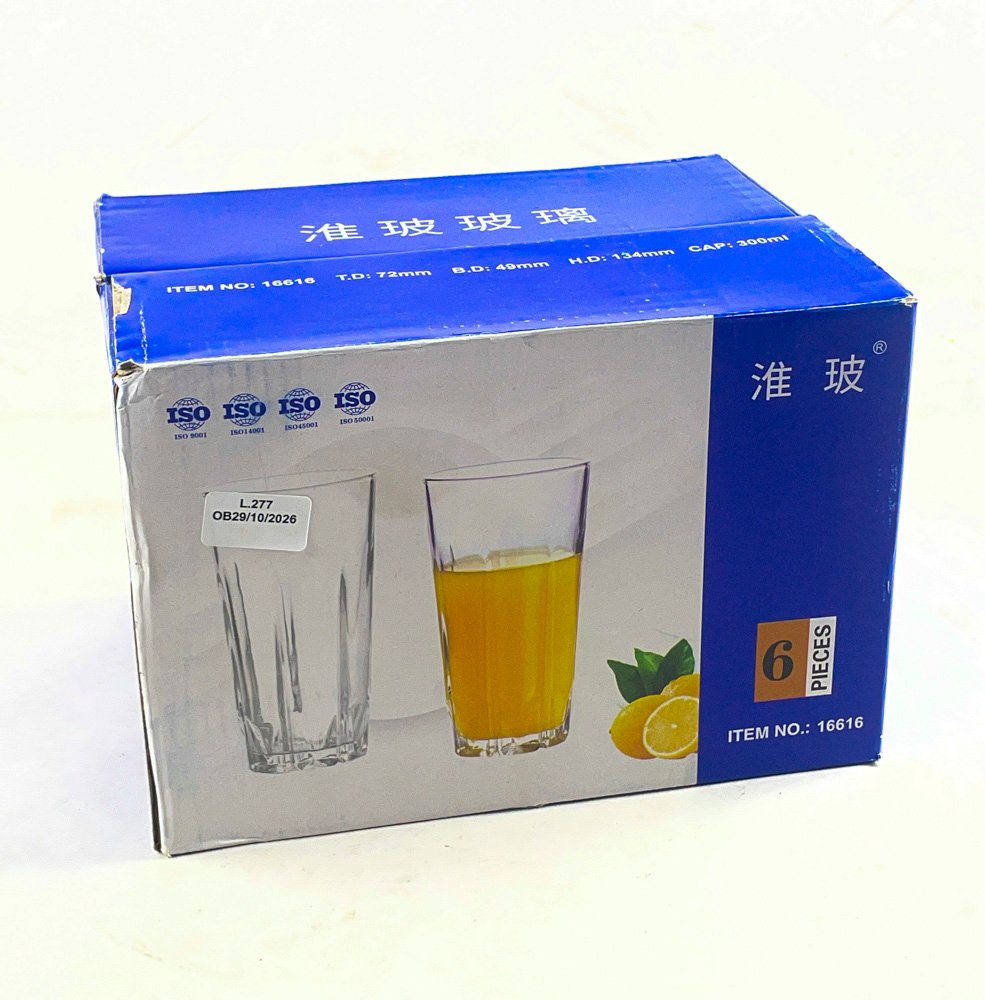 Seis Vasos Altos Hialinos con Base Facetada