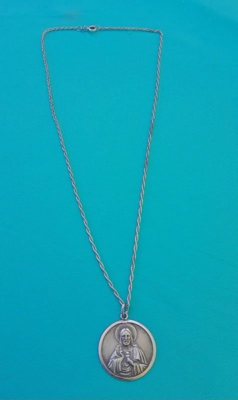 Cadena y medalla con el corazón de Jesús - Plata sellada - imagen 2