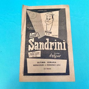 Lote siguiente: Programa de Luis Sandrini en Teatro Artigas, Temporada 1954