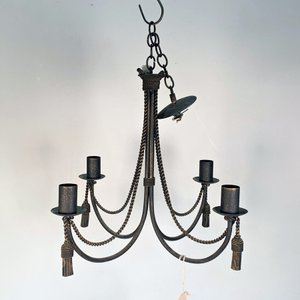 Araña de Metal Negra con Cuerdas y Cadena - 4 Luces - imagen 1