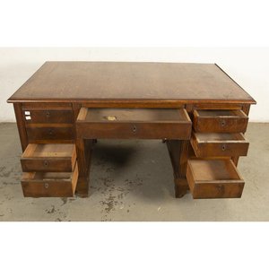 Escritorio Antiguo de Roble Estilo Art Nouveau con 9 Cajones - imagen 2