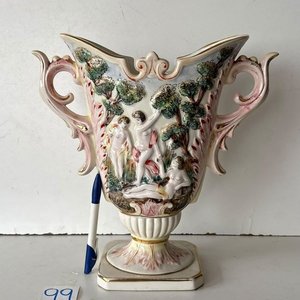Florero Italiano Capodimonte Antiguo con Escena Mitológica - imagen 3