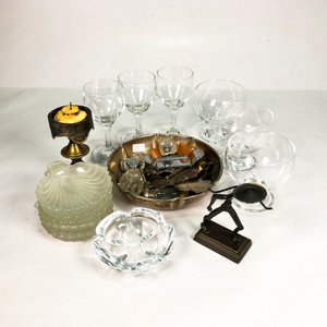 Lote de Cristalería, Metal y Adornos Vintage - imagen 1