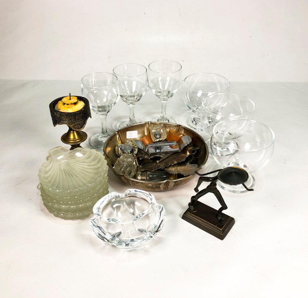 Lote de Cristalería, Metal y Adornos Vintage