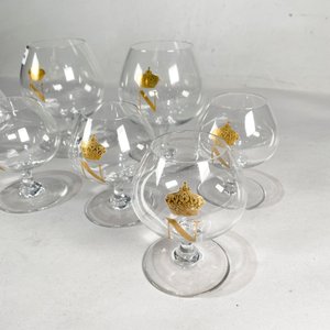 Juego de 8 Copas Hialinas Napoleón con Corona Dorada - imagen 2