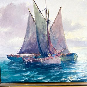 Cuadro al óleo sobre tela "Altamar" firmado por E. Colin - imagen 3
